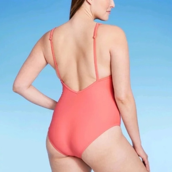 Kona Sol Women's V-Neck Over the Shoulder High Leg One Piece Swimsuit‎ - Picture 15 of 15